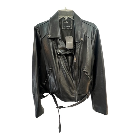 ELODIE Women's Black Faux Leather Jacket SZ XL - Picture 9 of 11